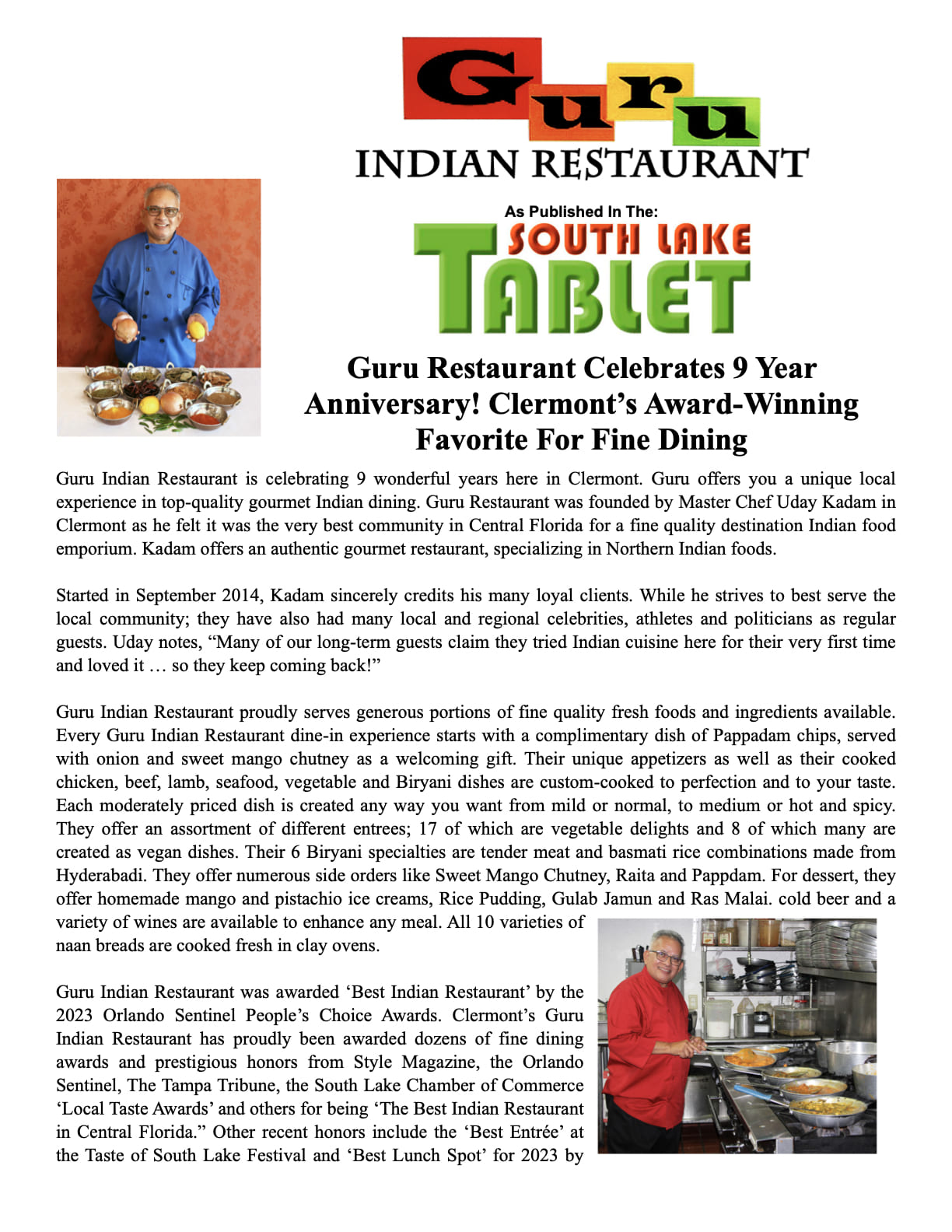 Guru Restaurant Celebrating 9 Years Indian Cuisine In Clermont 1